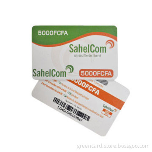 Pre-paid PVC Paper Cards with Matte or Glassy Surface, OEM Orders Welcomed